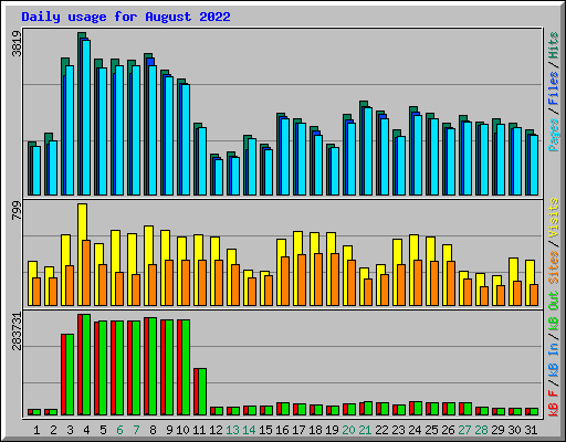 Daily usage for August 2022