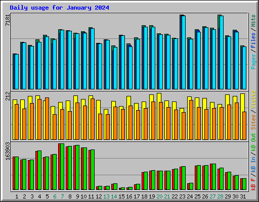 Daily usage for January 2024