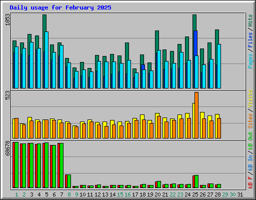 Daily usage for February 2025
