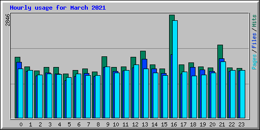 Hourly usage for March 2021